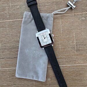 MICHELE Deco Sport Stainless Steel and Silicone Watch, Black